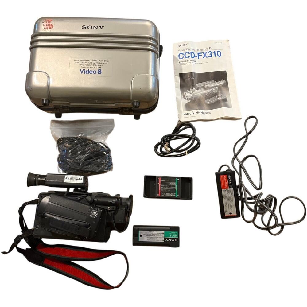 Vintage Sony Handycam CCD-V3 Video 8 Camera Recorder w/ Hard Case & More
